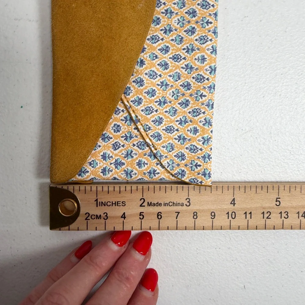 Anthropologie Georgia Penil Pouch Envelope Clutch Mustard Yellow Suede Boho Bag